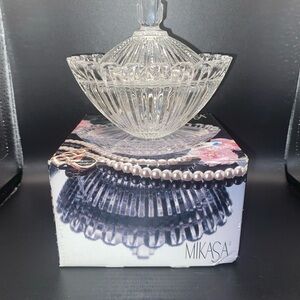 Vintage Art Deco Style Clear Crystal Dish With Lid Mikasa